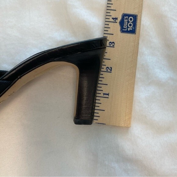 Brighton Renee Black Made In Italy Slide Open Toe Sandal Heels 7.5N - Picture 9 of 11